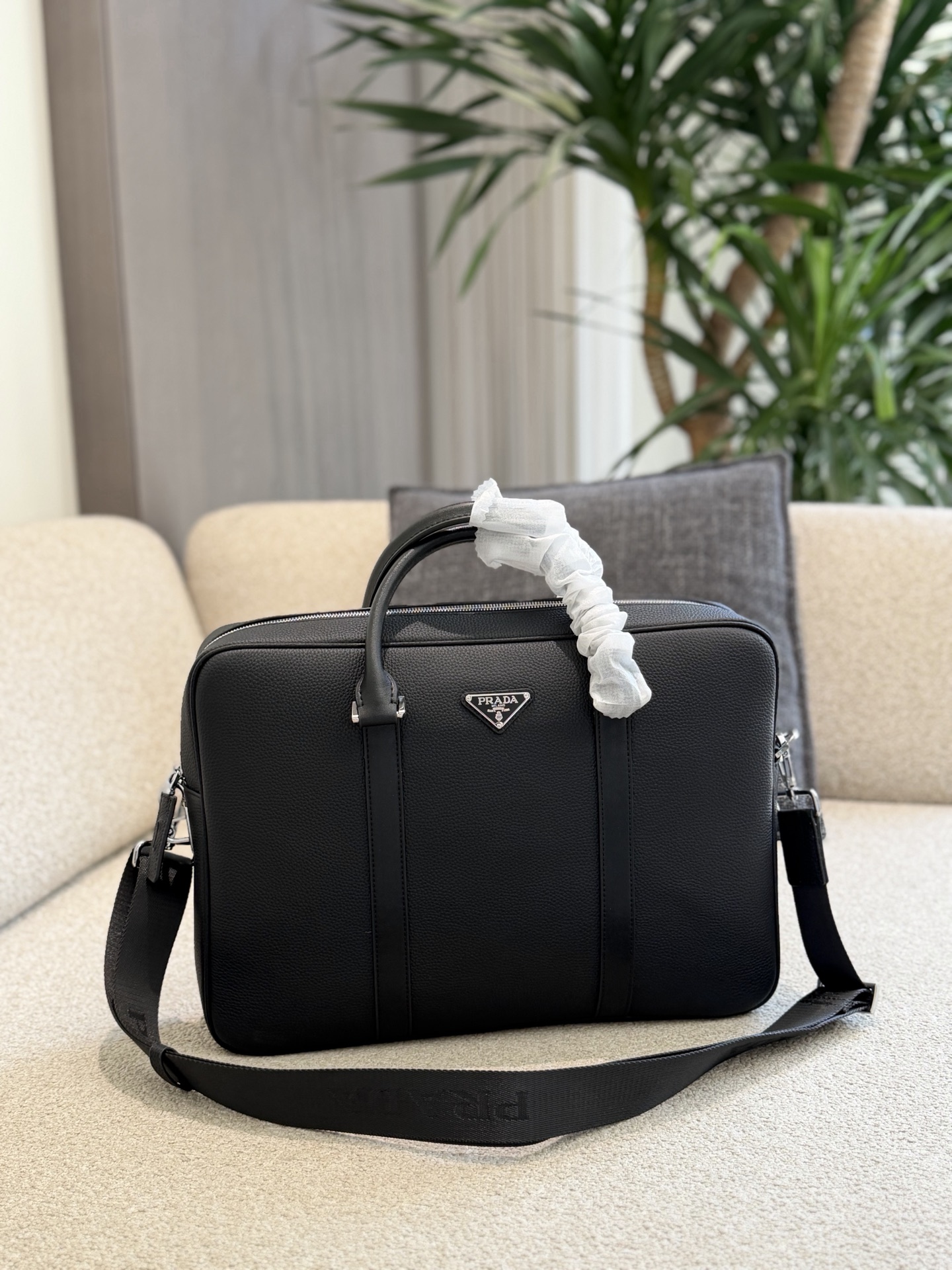 i1776574139464_7952_0_0 PRADA PLUME BOWLING BRIEFCASE - Image 1